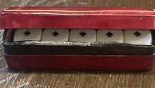 Set 5 Vintage Poker Dice Red Leather Gold Embossed Case