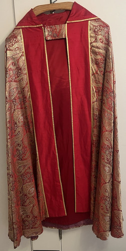 Red gold gothic hooded brocade - gothic,