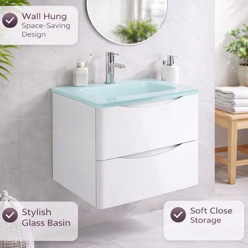 600mm white wall - wall, vanity