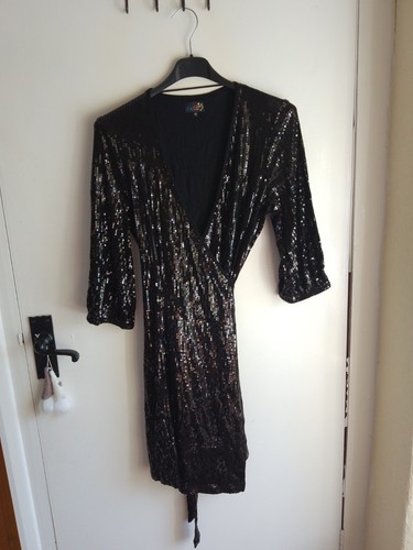 Black sequinned wrapover - sequinned,