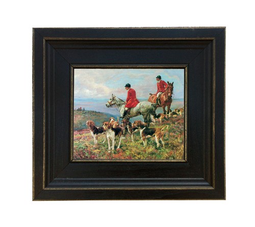 Fox hunting scene - scene, oil