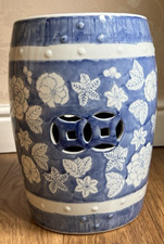 Heavy Porcelain Chinoiserie Hand Painted Flowers Conservatory Garden Seat Stool