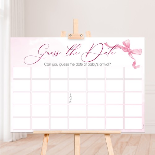 Guess the date pink bow - date-,