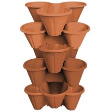6 x Strawberry Planter Trio Stacking Stackable Outdoor Garden Plastic Plant Pot 