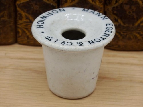Antique porcelain inkwell mann - antique,