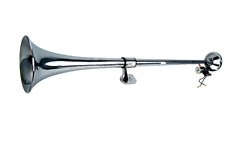 CHROME METAL JUMBO AIR HORN TRUMPET 12/24V 175DB SUPER LOUD FOR TRUCK VAN BOAT