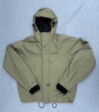 Simms Gore Tex Jacket Mens Medium Green Fly Fishing Waterproof Full Zip Hooded
