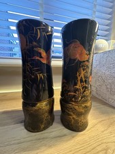 Pair Japanese Black Lacquer