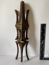 Rare Unusual Vintage African Handmade Wooden Tribal Mask Tall Guardian Reliquary