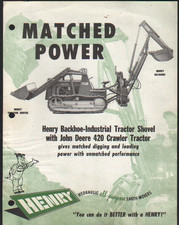 Henry Backhoe-Industrial Shovel with John Deere 420 Crawler Tractor Brochure