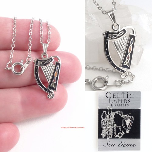 Irish harp pendant necklace - harp,