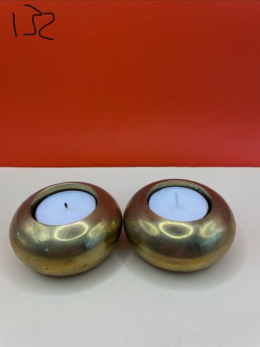 Pair vintage brass candle - vintage,