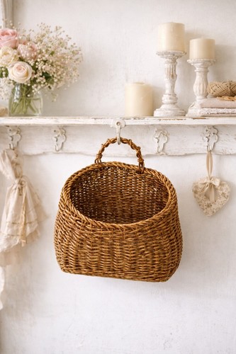 Faux wicker basket with - basket,