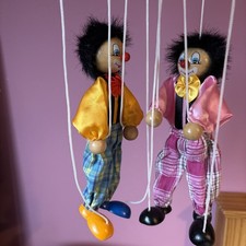 2 Retro Vintage Clown Puppets