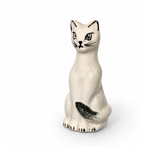 Vintage small pottery cat - vintage,
