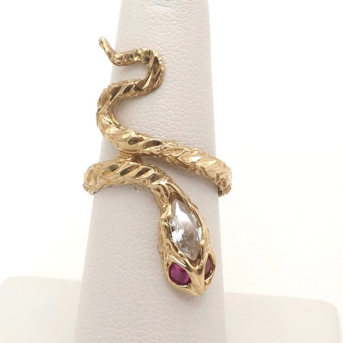 10k gold snake ring coil - gold, wrap