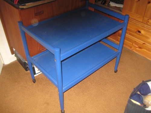 Tea trolley wood with - tea,