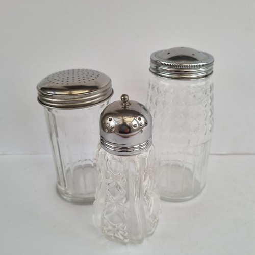 Glass silver top sugar - glass,