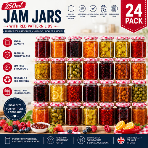 Hexagonal jars glass jam - jars,