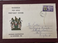 QEII  RHODESIA FDC 1965 INDEPENDENCE TO ENGLAND