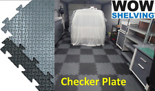 Black Grey CHECKER PLATE Interlocking Garage Flooring Tiles Heavy duty workshop