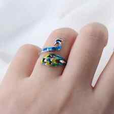 Painted Peacock Design Finger Yarn Tension Guide Ring Knitting Crochet Wool