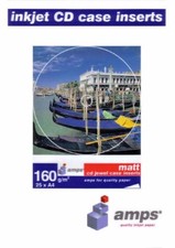 25 Amps CD Jewel case inserts 160 gsm Matte A4 Paper fits 10.4 mm spine case