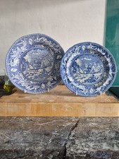 Staffordshire Blue & white Very RARE Nelson Of Apotheosis Plates Royal Navy 19c
