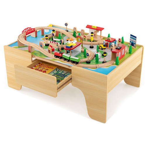 Piece wooden train set with - piece,