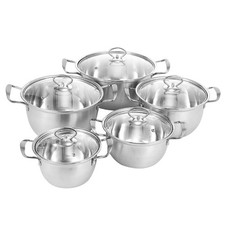 5pcs Cooking Pot Set Stainless Steel Pots & Saucepan Set with Glass Lids