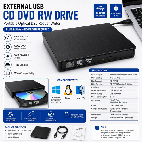 Slim external dvd drive - slim, usb