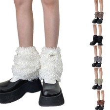 Letter Label Leg Warmers for Women Plush Boot Cuffs Covers Leg Gaiters Socks