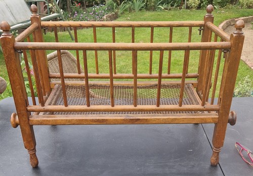 Antique wooden dolls cot drop - antique,