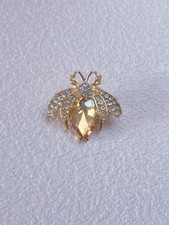 Gold Bee Brooch Pin Sparkly Rhinestone Crystal Insect Bug Jewelry Gift Unisex