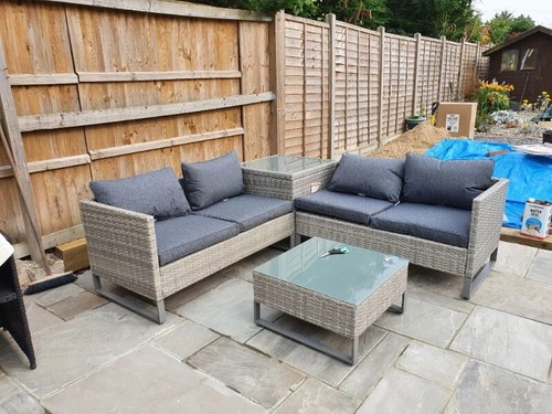 Grey patio rattan corner sofa - grey,