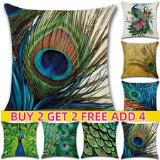 18" Pillow Case Peacock Cushion Cover Square Cover Sofa Waist Throw Home Decor E