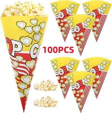 100PCS Popcorn Bags Popcorn Paper Bag Cone Popcorn Boxes Snacking Bags Cinema UK