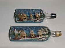 2x Handmade Ship In A Bottle