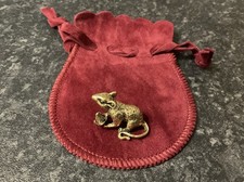 Lucky Dinky Miniature Brass/alloy Mouse & Corn Collectable Pouch Pets Ornaments