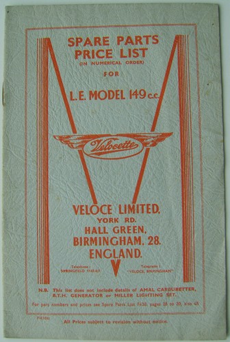 Velocette 149cc spare parts - le,