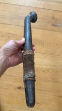 Antique African Tribal Knobkerrie Dark Wood Hide Handle 49cm