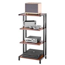 VEVOR 4-Tier AV Media Stand Height-Adjustable Wooden Audio-Video Media Stand