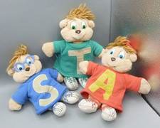Set of 3 Vintage Alvin & The Chipmunks Alvin Simon Theodore Plush Soft Toys 8"