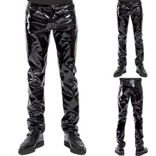 Clothes Pajama Pant Short Trouser Long PVC Punk Dance Faux Gothic Black