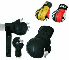 EVO Leather MMA Gloves Kick Boxing Quick Wrap Sparring Grappling Cage Fighting