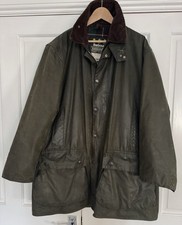 Men’s Barbour Wax Coat, Northumbria, C46/117cm. Greenish Brown. Tartan Lining