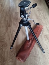 Vintage Deltz   Camera Tripod with All Metal and Leather case broken zipper 