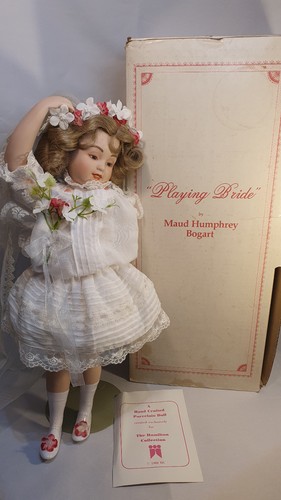 Porcelain doll playing bride - "playing, bride"