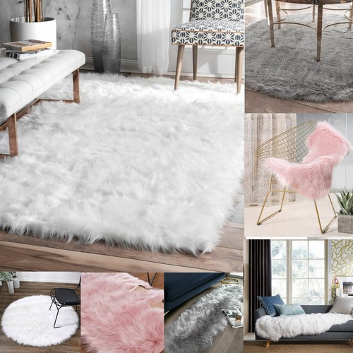 Faux sheepskin rug animal fur - faux,