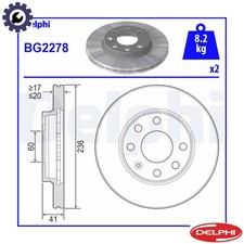 2x BRAKE DISC BG2278 FOR